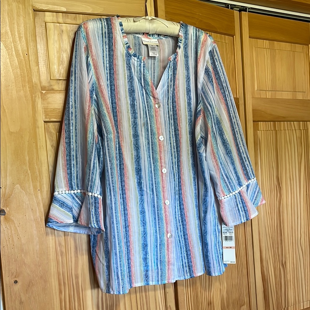 Alfred Dunner Multicolor Striped Blouse
